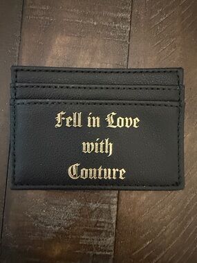 Juicy Couture Black Card Holder with Gold Script Lining